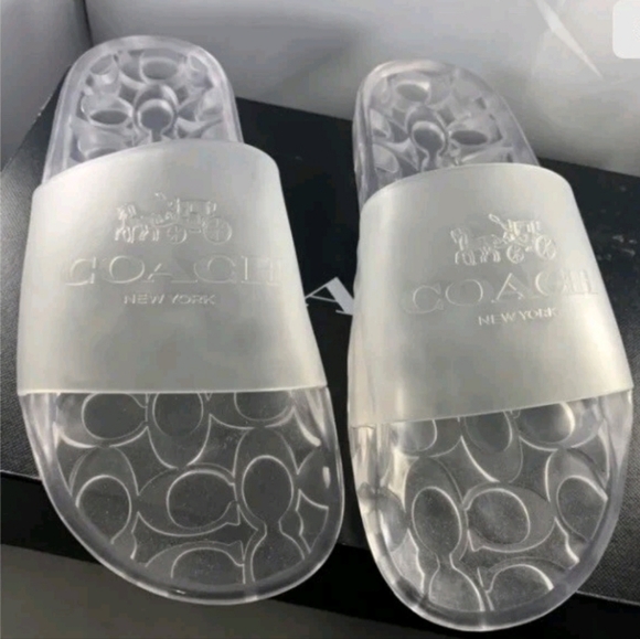 Coach Ulyssa Rubber Slide Clear Size 8 Coastal Nautical Vaca Casual Streetwear - Picture 1 of 15